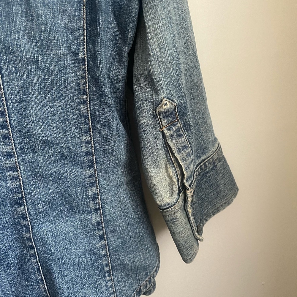 Gap Vintage Y2K Denim Shacket Blue Jean Jacket Faded Thrash Grunge Preppy Rodeo - Picture 7 of 9